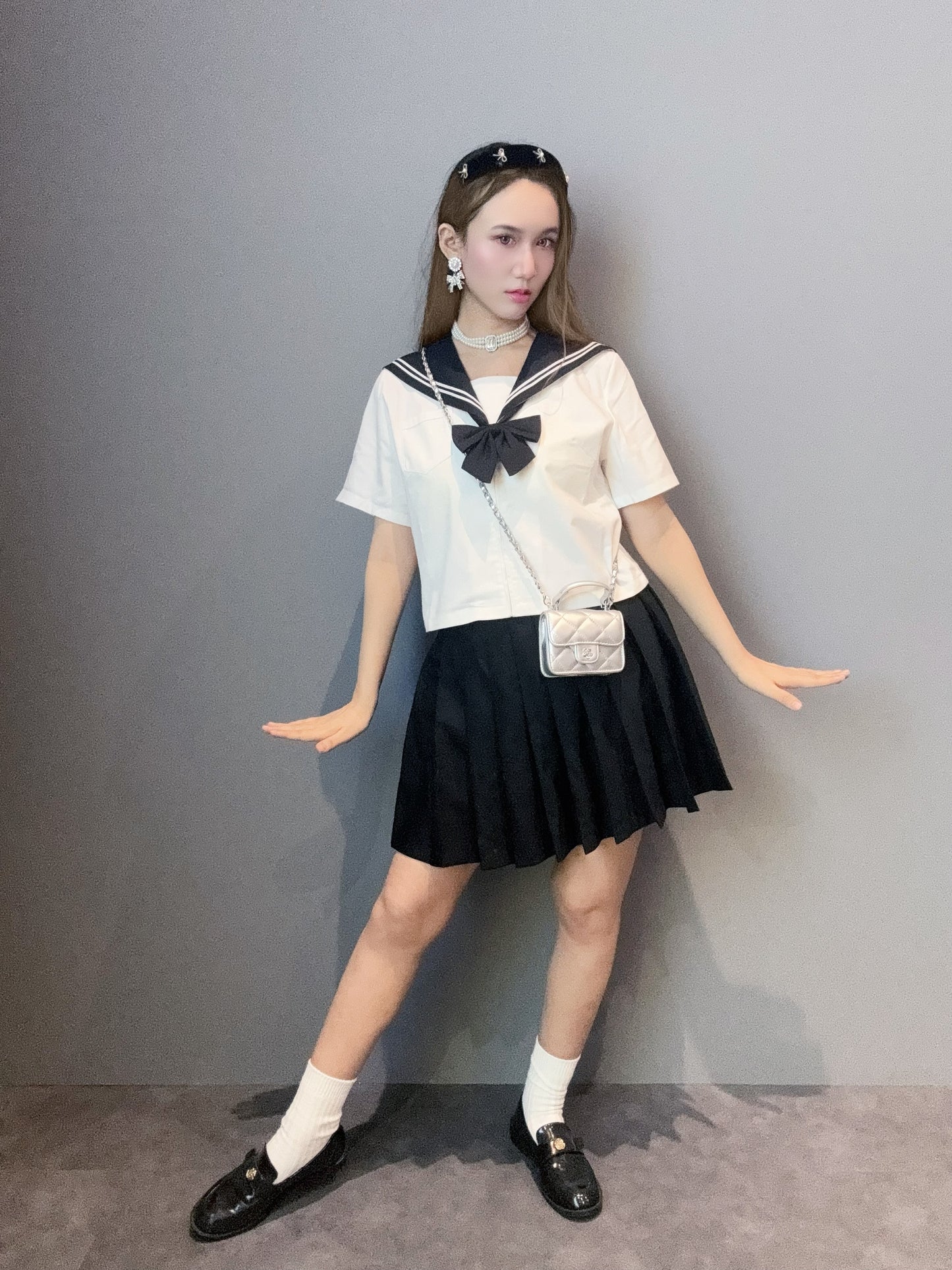Midnight Manga Top with Bow