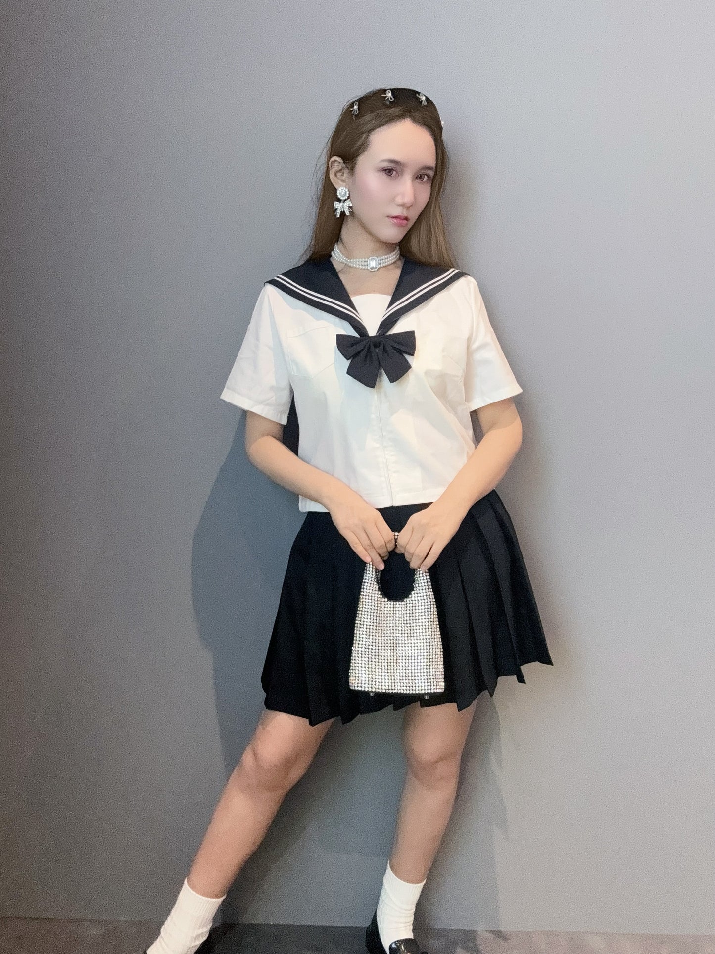 Midnight Manga Top with Bow