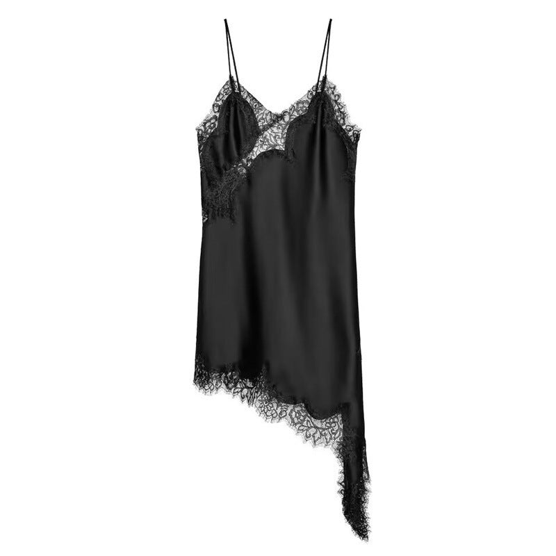 Midnight Veil Asymmetrical Dress - Mocha Noir
