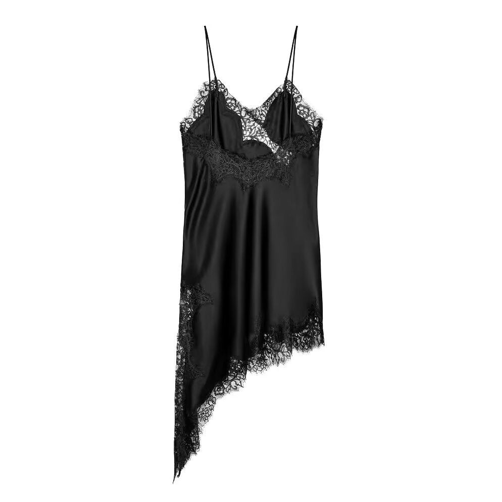 Midnight Veil Asymmetrical Dress - Mocha Noir