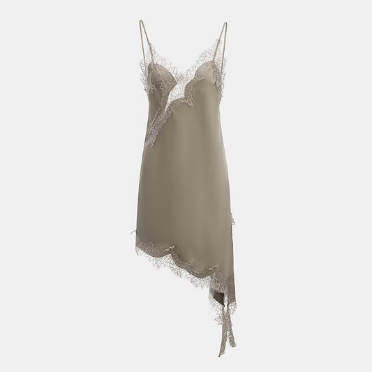 Midnight Veil Asymmetrical Dress - Mink Grey