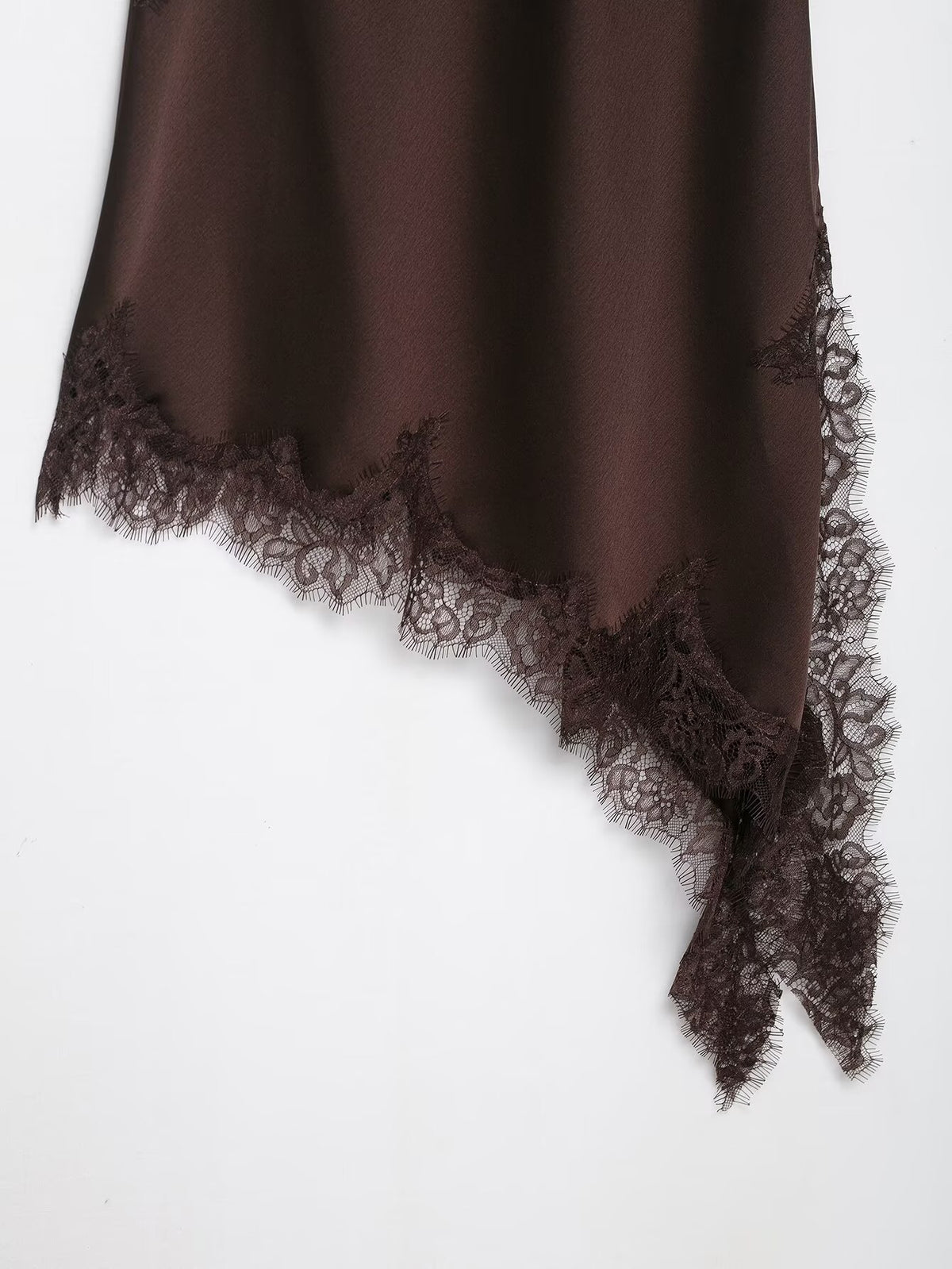 Midnight Veil Asymmetrical Dress - Mocha Noir