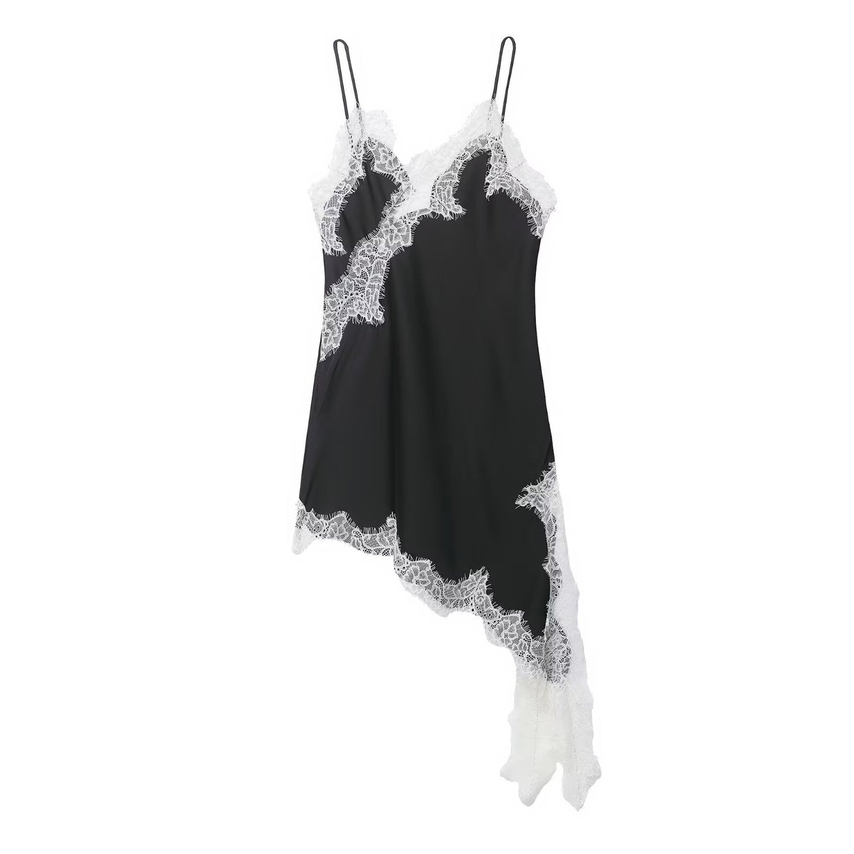 Midnight Veil Asymmetrical Dress - Mocha Noir
