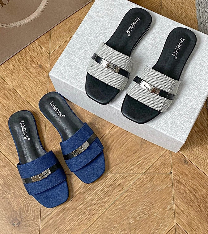 Modern Buckle Sandals - Ashen Grey