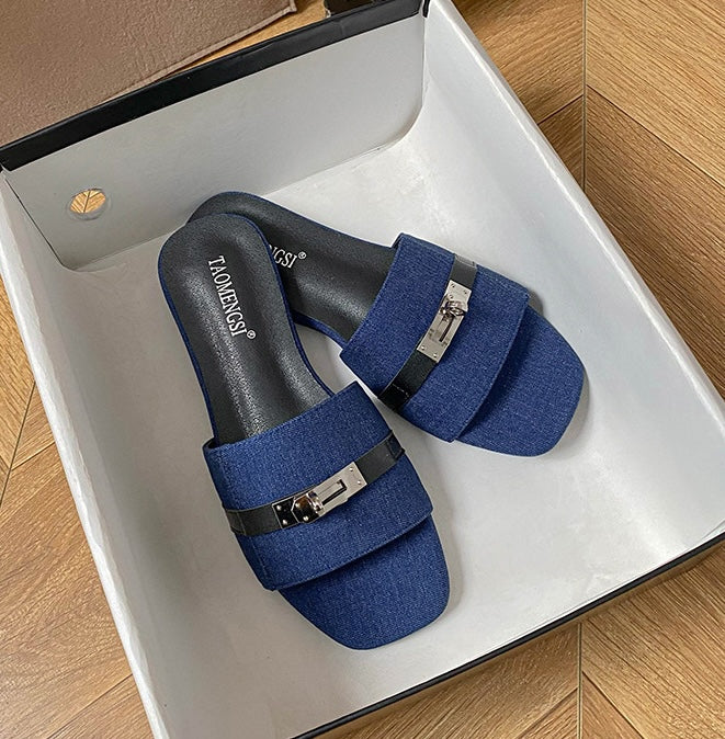 Modern Buckle Sandals - Ashen Grey