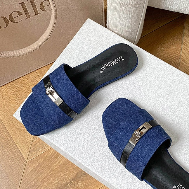 Modern Buckle Sandals - Ashen Grey
