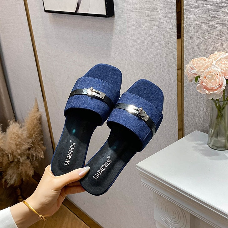 Modern Buckle Sandals - Ashen Grey