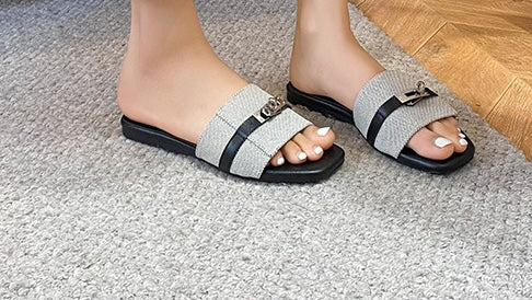 Modern Buckle Sandals - Ashen Grey