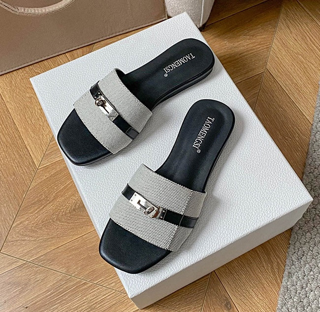 Modern Buckle Sandals - Ashen Grey
