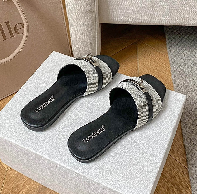 Modern Buckle Sandals - Ashen Grey