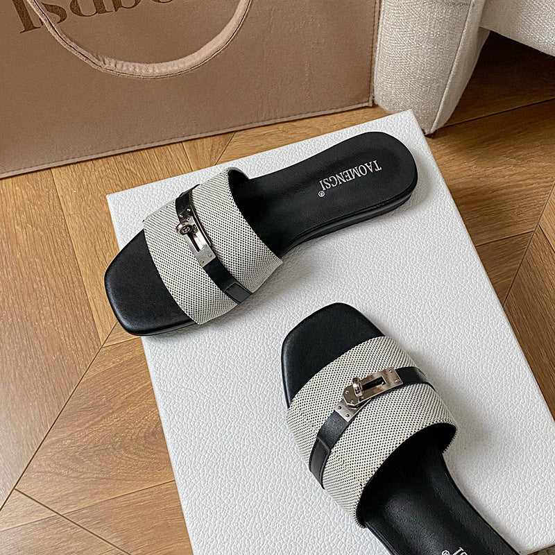 Modern Buckle Sandals - Ashen Grey