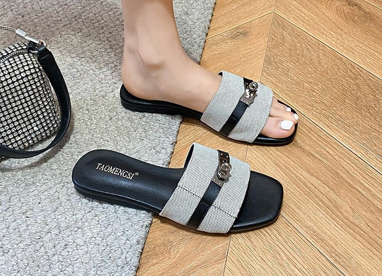 Modern Buckle Sandals - Ashen Grey