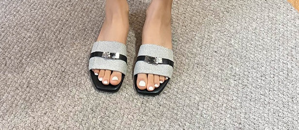 Modern Buckle Sandals - Ashen Grey