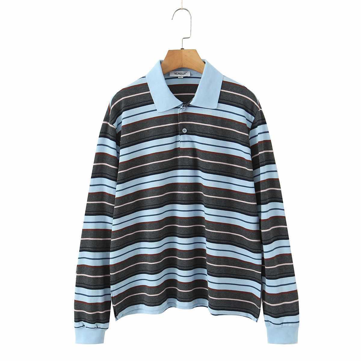 Modern Stripe Polo Top - Blue Grey
