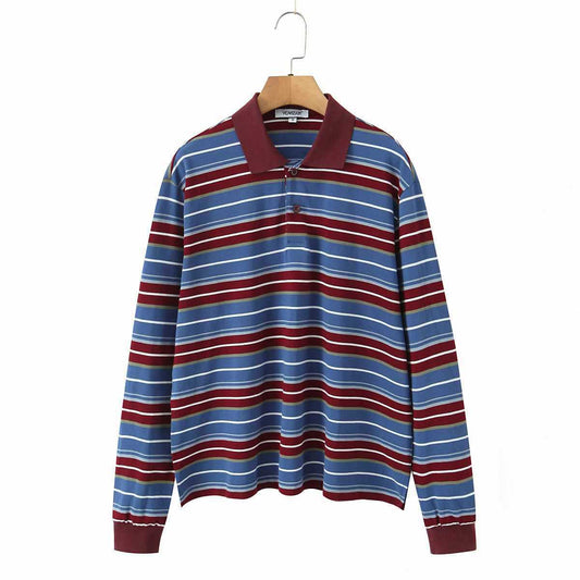 Modern Stripe Polo Top - Blue Violet