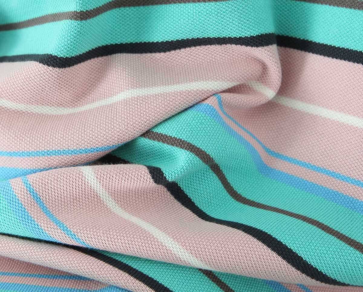 Modern Stripe Polo Top - Blue Grey