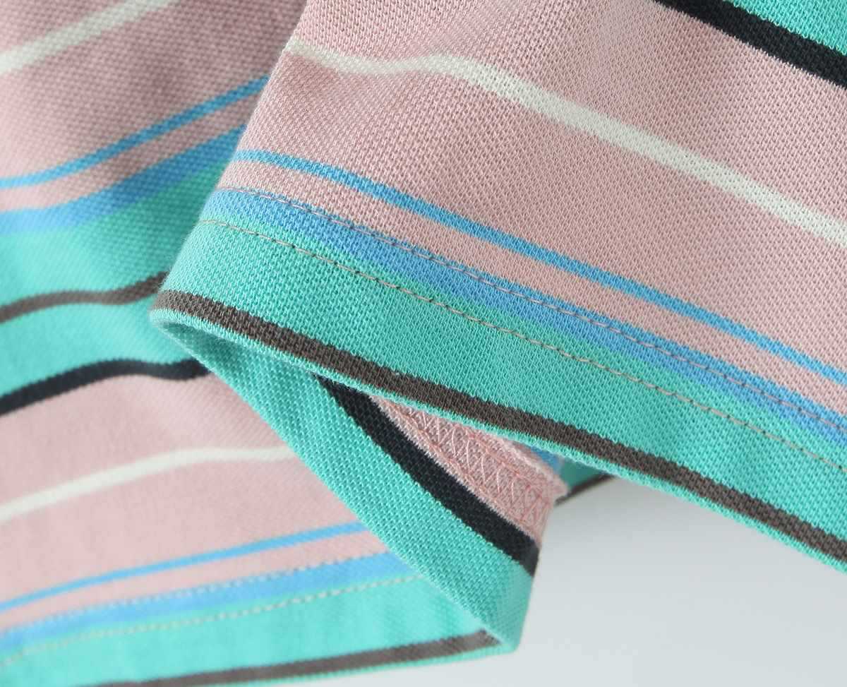 Modern Stripe Polo Top - Blue Grey