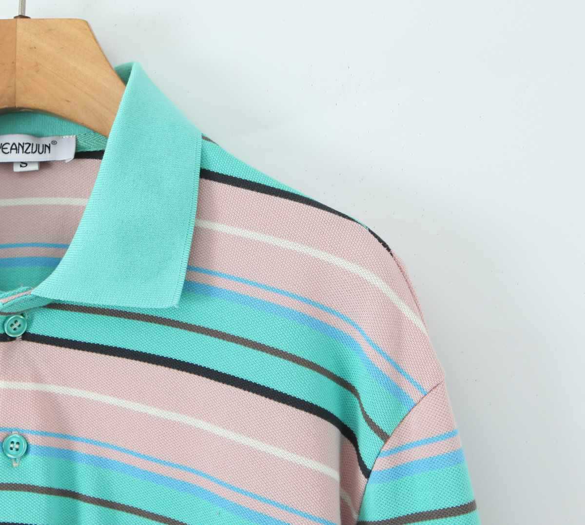 Modern Stripe Polo Top - Blue Grey