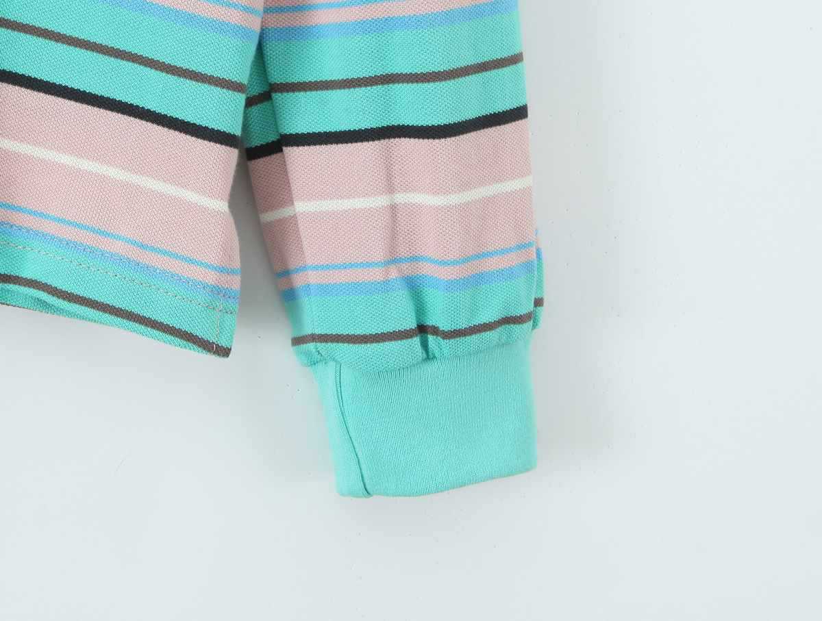 Modern Stripe Polo Top - Blue Grey
