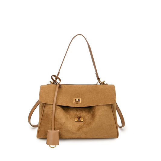 Modern Knight Suede Tote Bag - Caramel Brown
