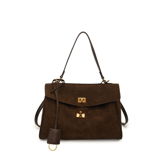 Modern Knight Suede Tote Bag - Espresso Brown