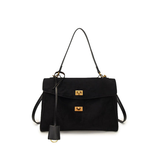 Modern Knight Suede Tote Bag - Midnight Black