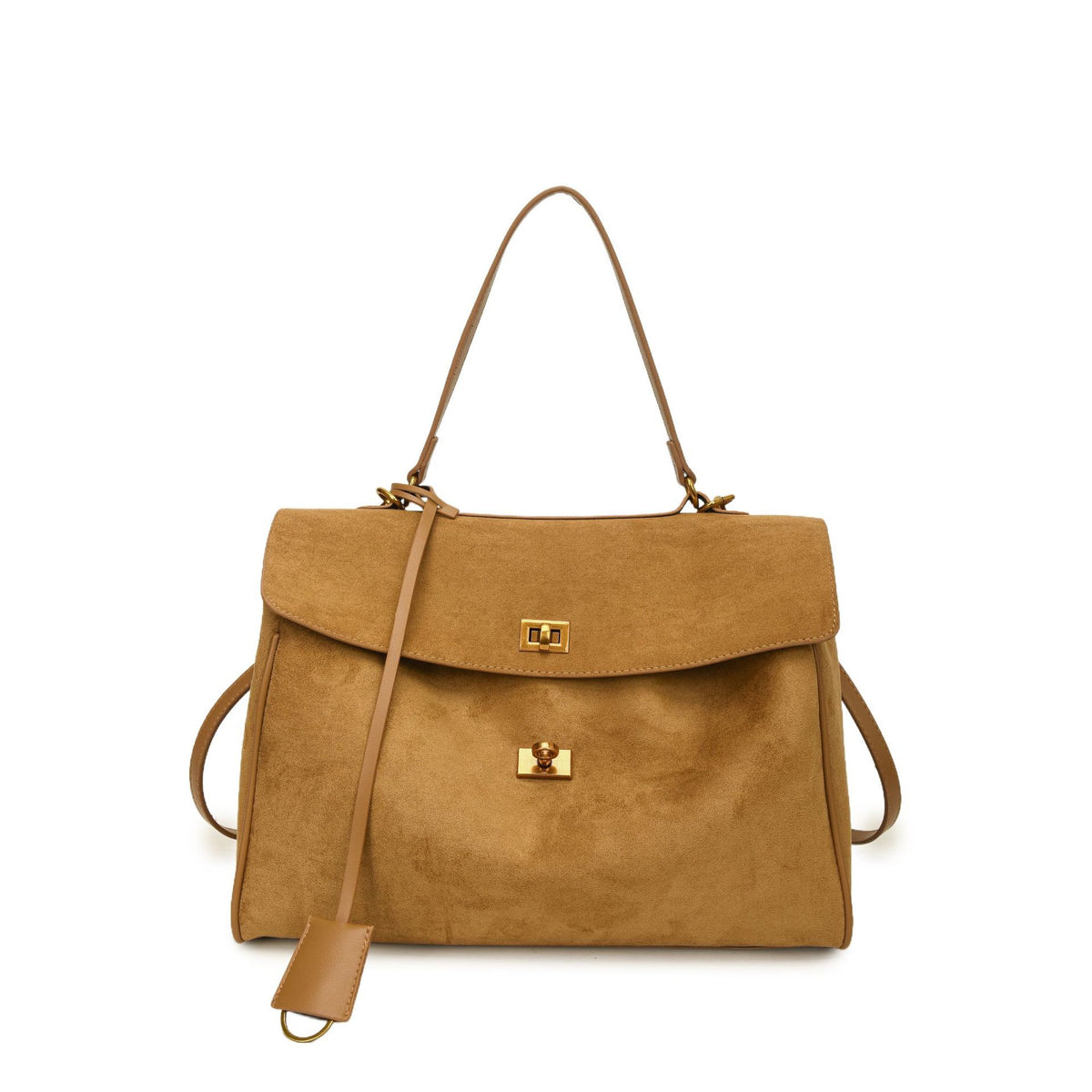 Modern Knight Suede Tote Bag - Caramel Brown