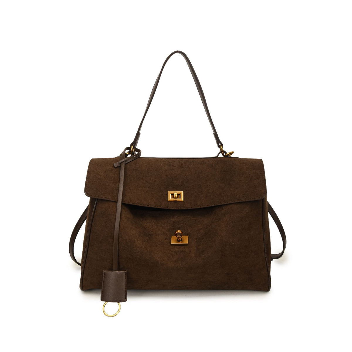 Modern Knight Suede Tote Bag - Caramel Brown
