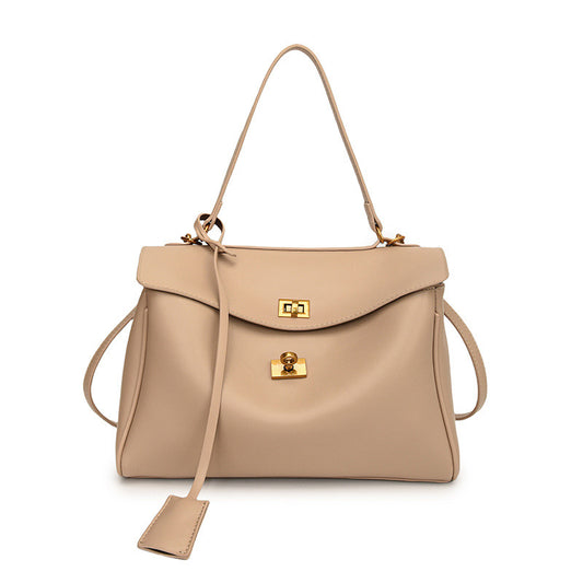 Modern Knight Tote Bag - Vintage Gold Buckle - Cream Caramel