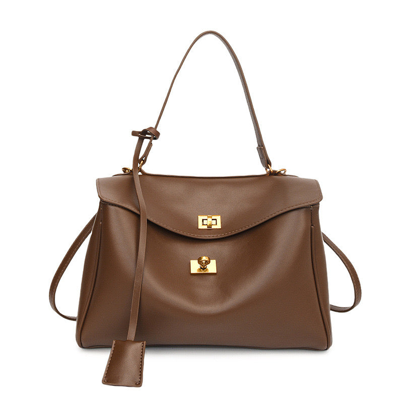 Modern Knight Tote Bag - Vintage Gold Buckle - Midnight Black