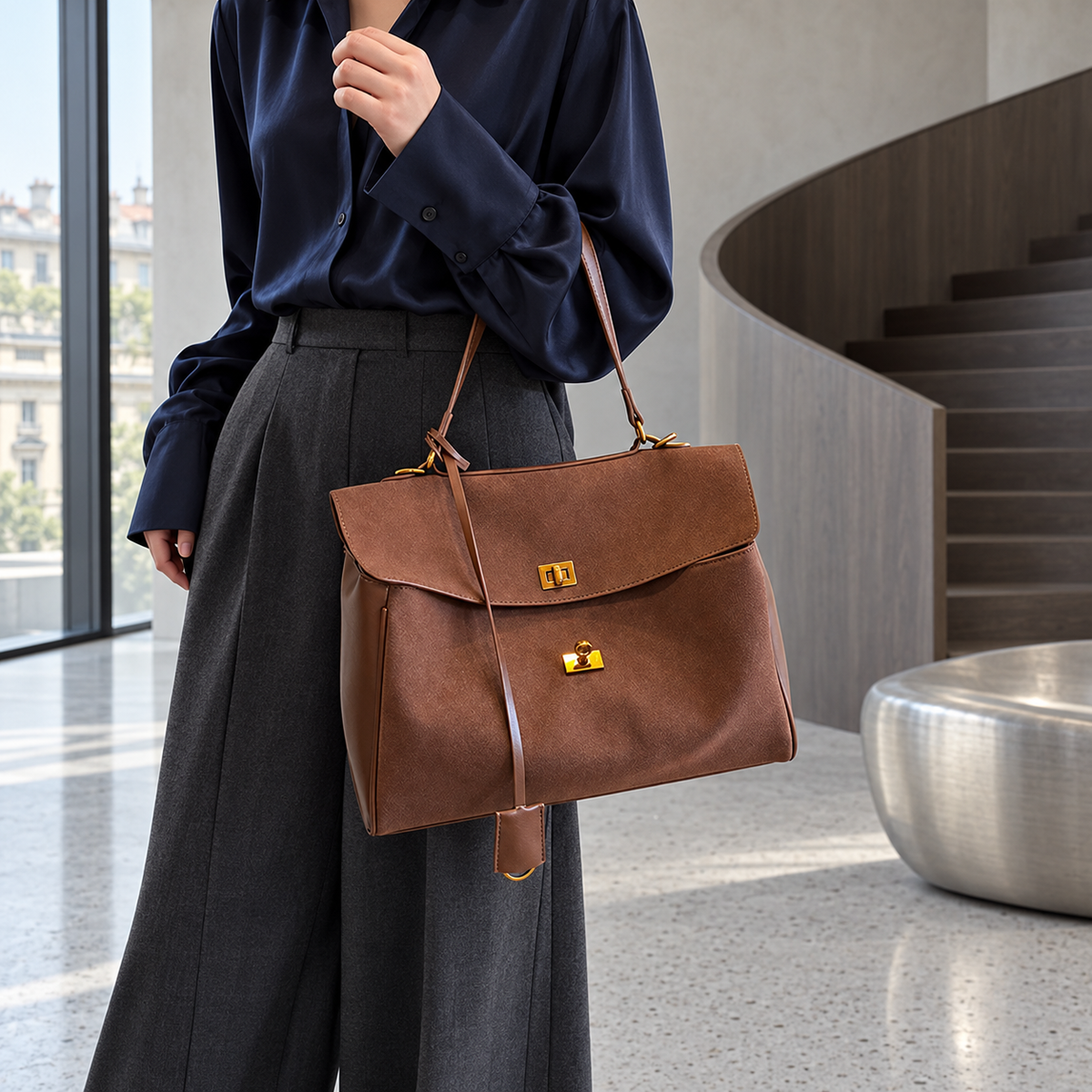 Modern Knight Tote – Textured Edition - Duo Texture Chocolate Brown