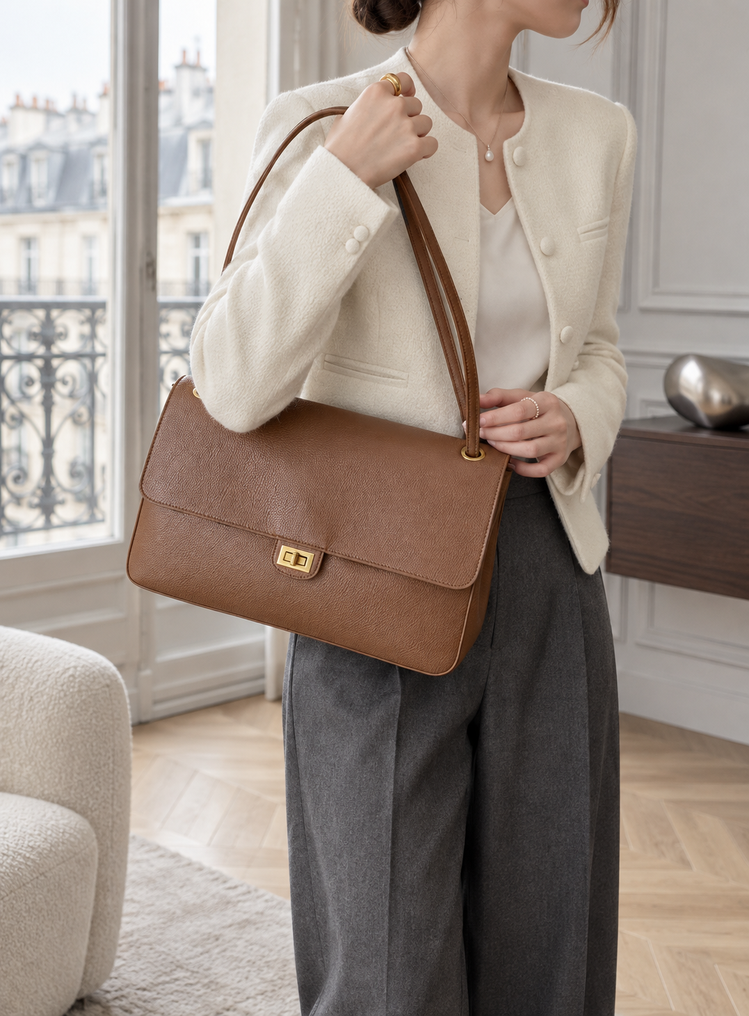 Modernist Shoulder Bag - Midnight Black