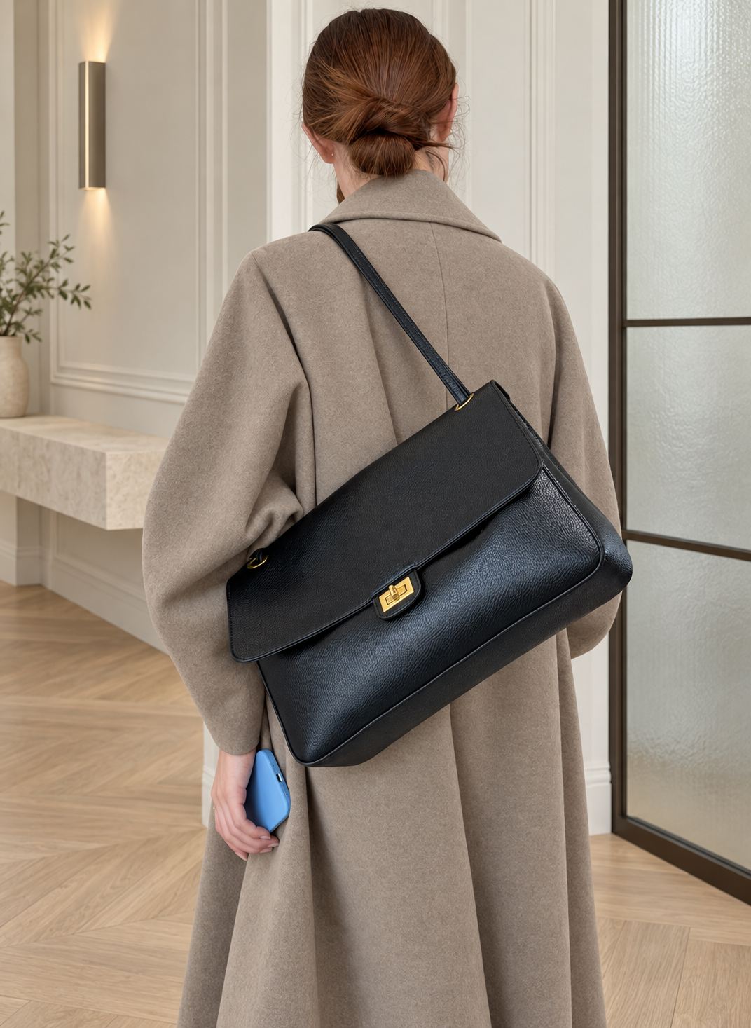 Modernist Shoulder Bag - Midnight Black