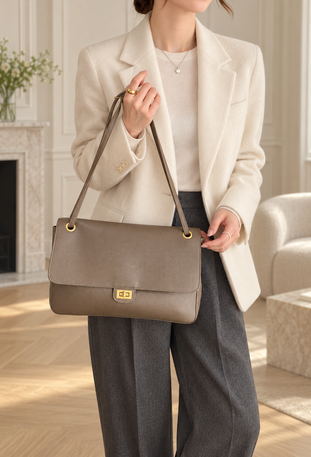 Modernist Shoulder Bag - Midnight Black