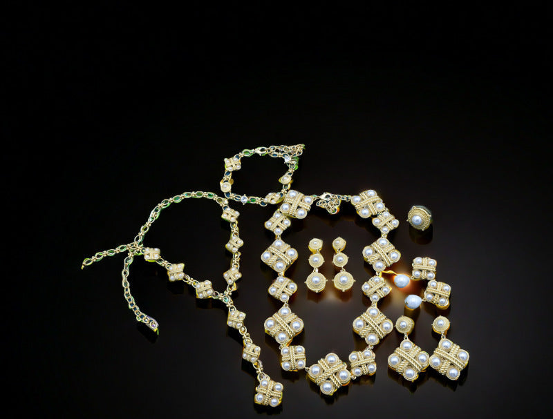 Gold-Plated Pearl Jewelry Set