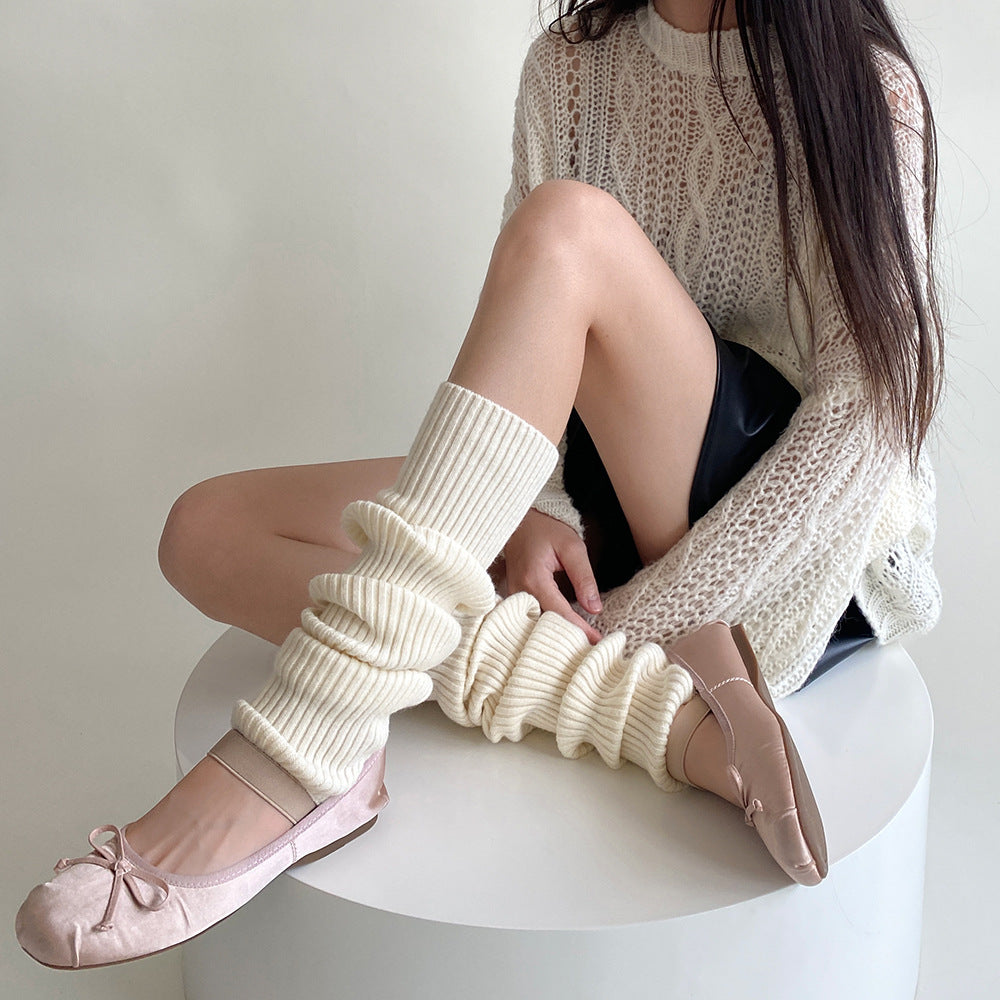 Straight Leg Warmers - Cream White