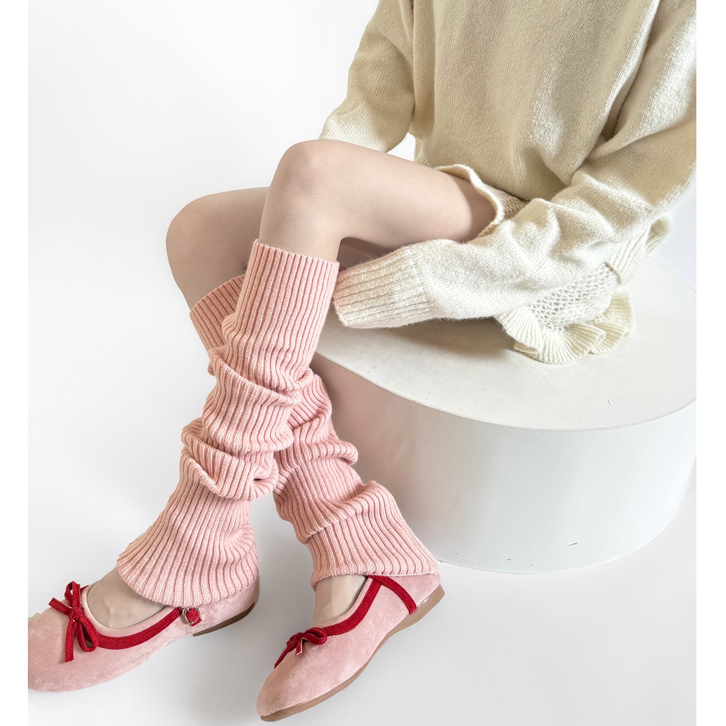 Straight Leg Warmers - Cream White