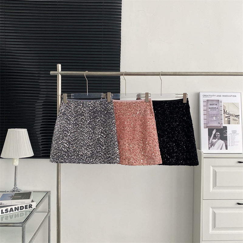 Glitter Disco Skirt (with Shorts Inside) - Disco Pink