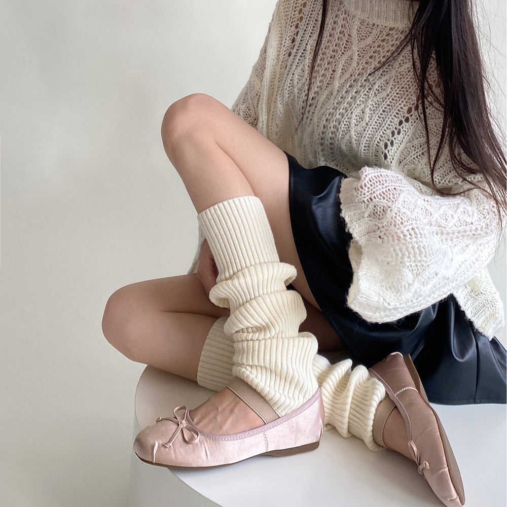 Straight Leg Warmers - Cream White