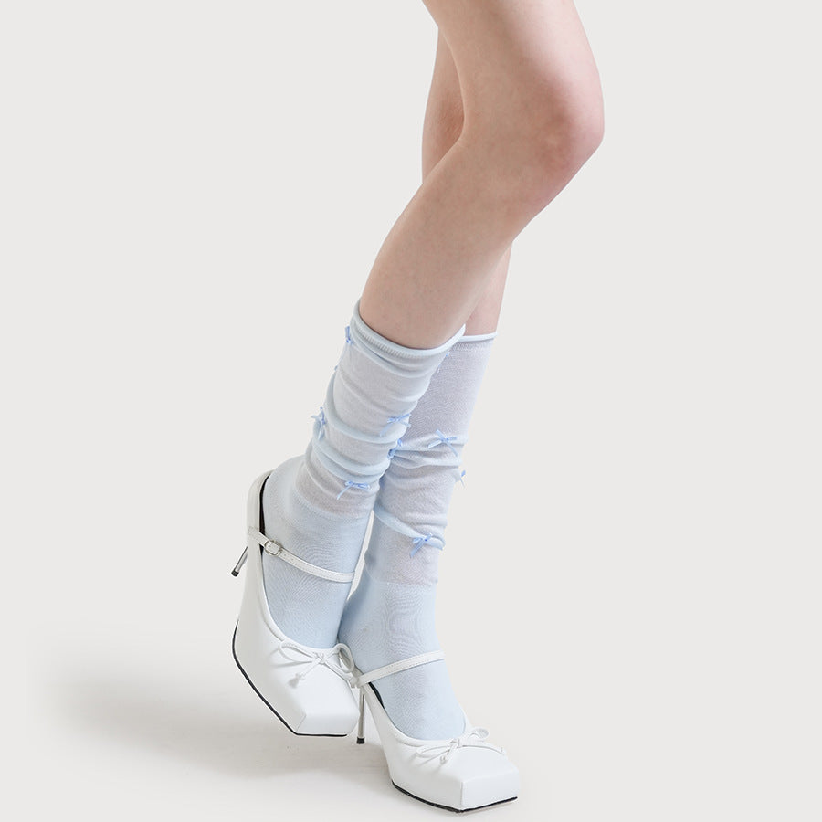 Dainty Ribbon Socks - Blanc White