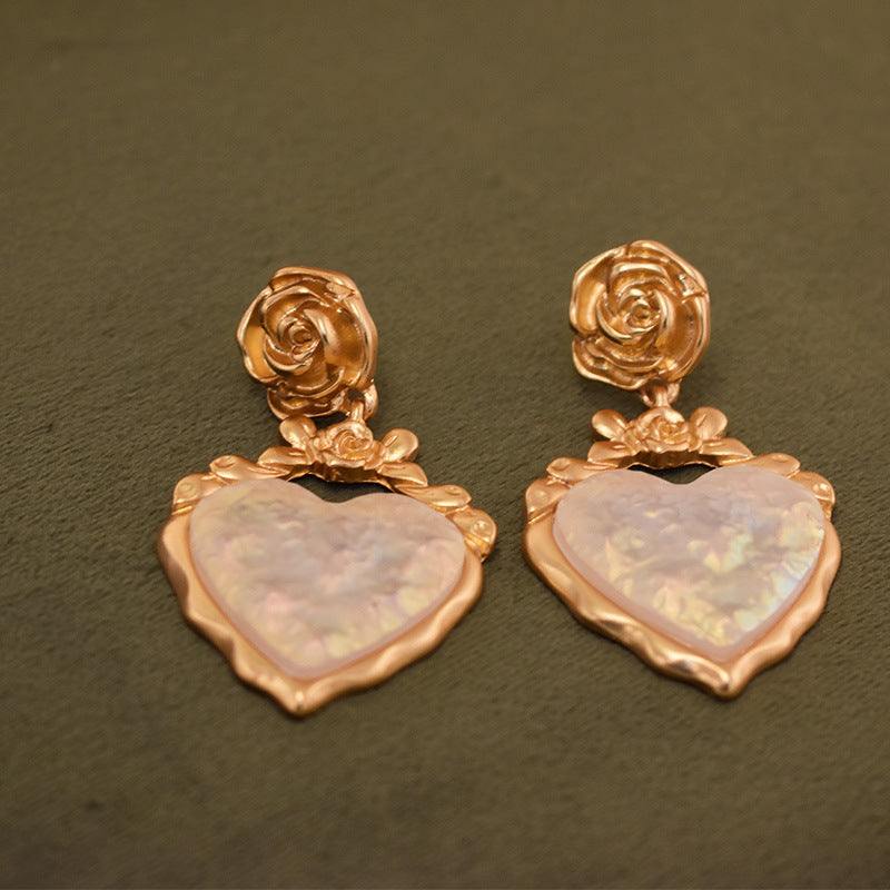 Rose Heart Medieval Earrings