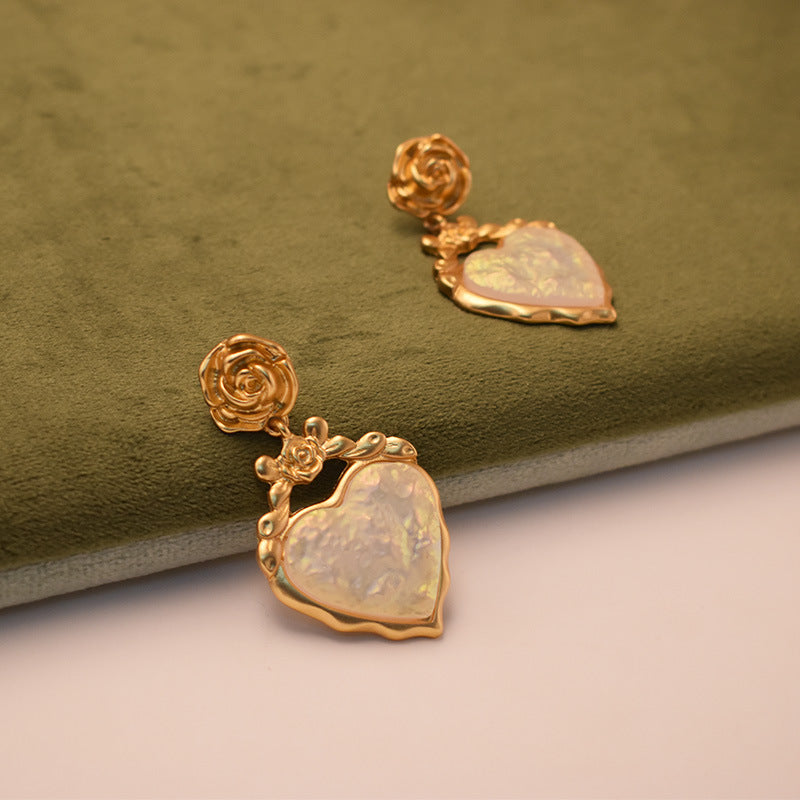 Rose Heart Medieval Earrings