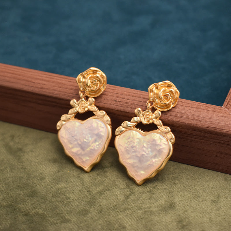 Rose Heart Medieval Earrings