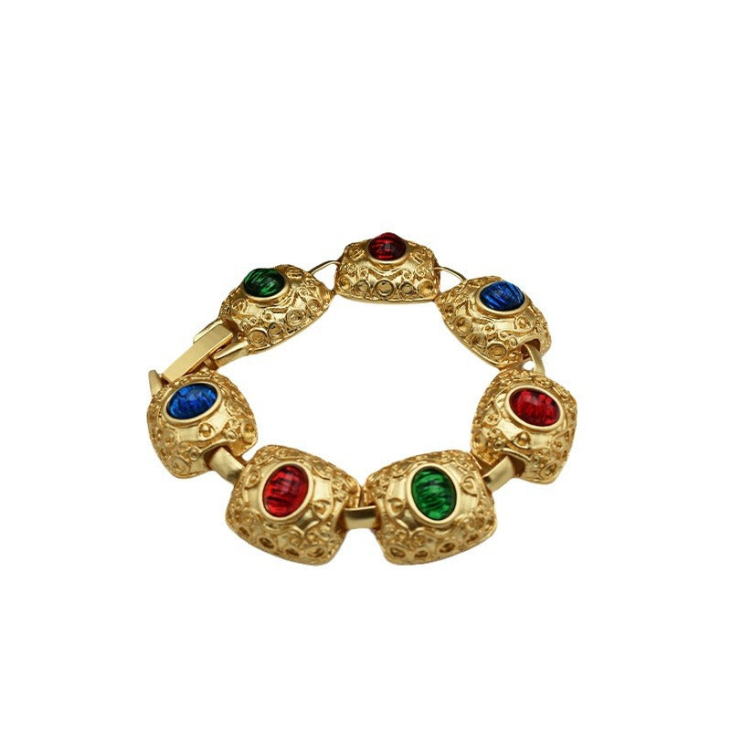 Rainbow Gemstones Golden Bracelet