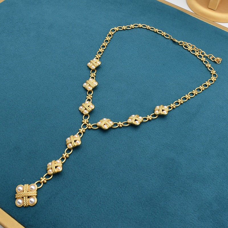 Gold-Plated Pearl Jewelry Set
