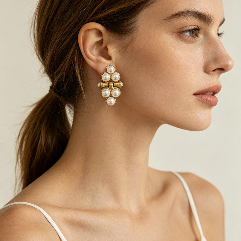 Antique Grape Pearl Earrings