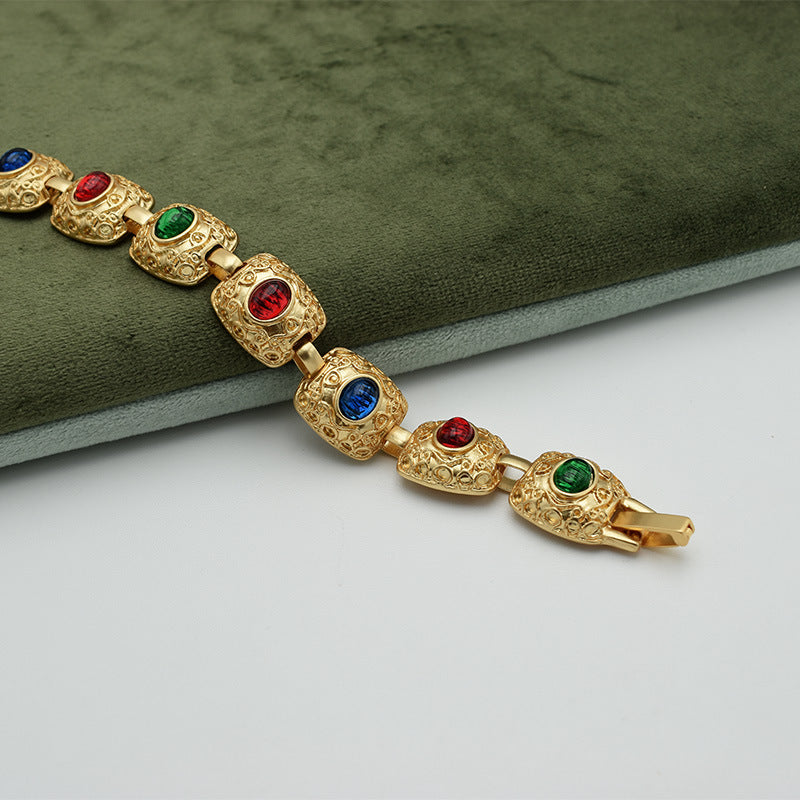 Rainbow Gemstones Golden Bracelet