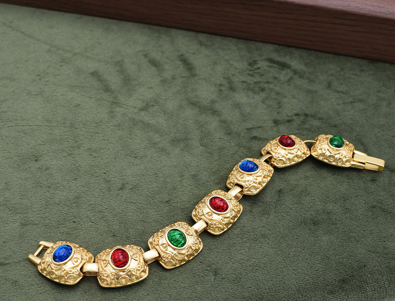 Rainbow Gemstones Golden Bracelet