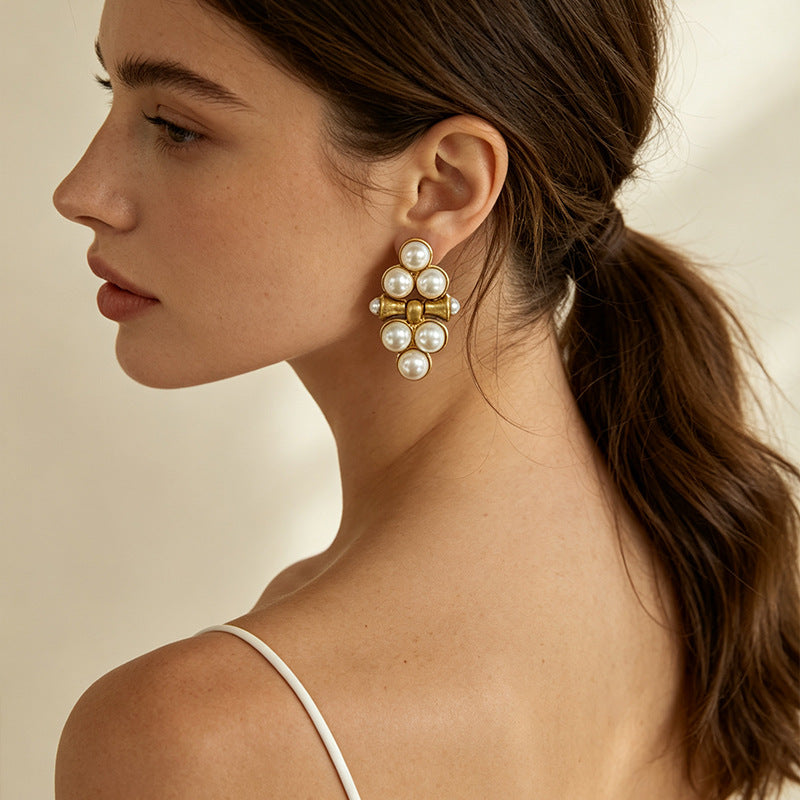 Antique Grape Pearl Earrings