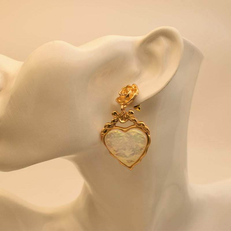 Rose Heart Medieval Earrings